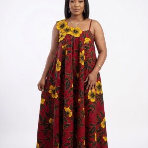 Robe Nina - Fleurie rouge